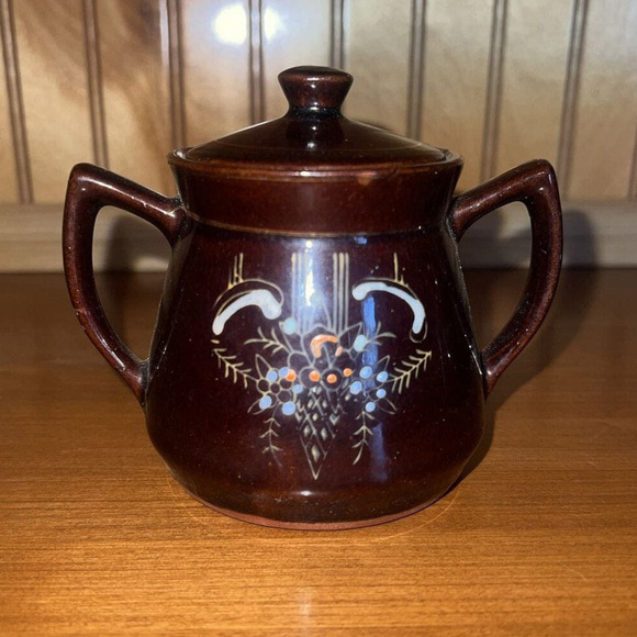 Vintage Japanese Redware Moriage Hand Painted Sugar & Creamer -‎ 1960’s - Picture 3 of 9